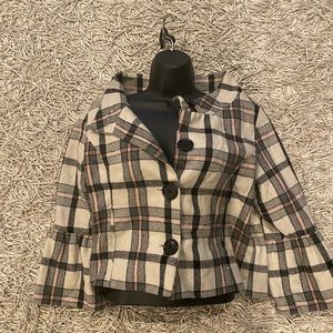 Pink plaid mod style coat